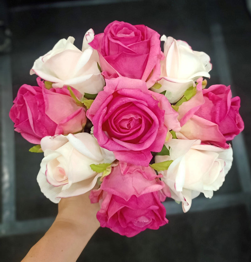 Premium Rose Bud Bouquet - Clear - Mixed Magenta & Blush - MBS01 (Carton of 2)