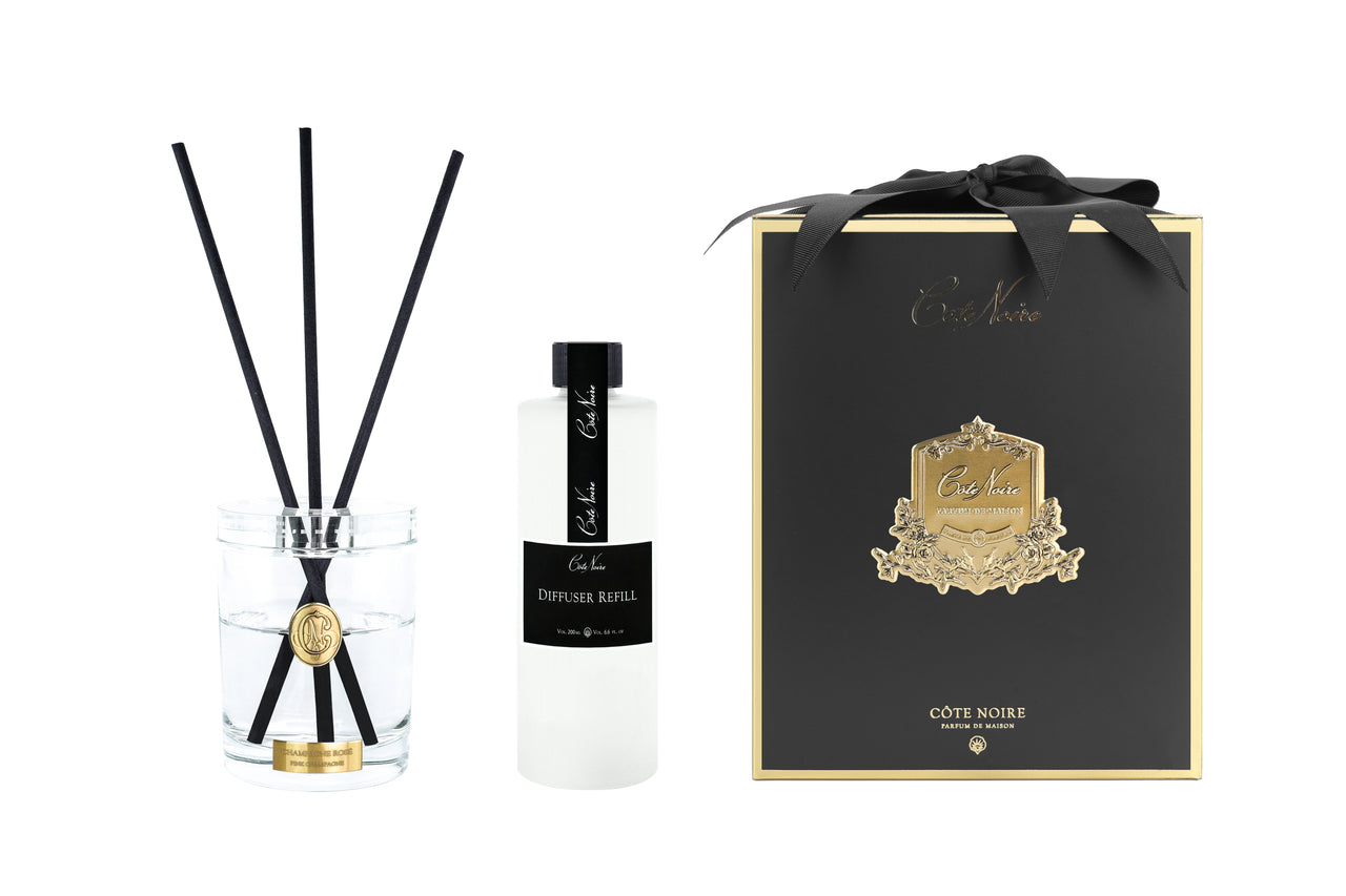 " PRE-ORDER "NEW - Cote Noire Crystal Diffuser Set - 200ml - Gold - Pink Champagne - CD20018 (Carton of 2 )