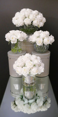 Grand Rose Bud Bouquet - Silver Badge - Ivory White - LRB01 (Carton of 1)