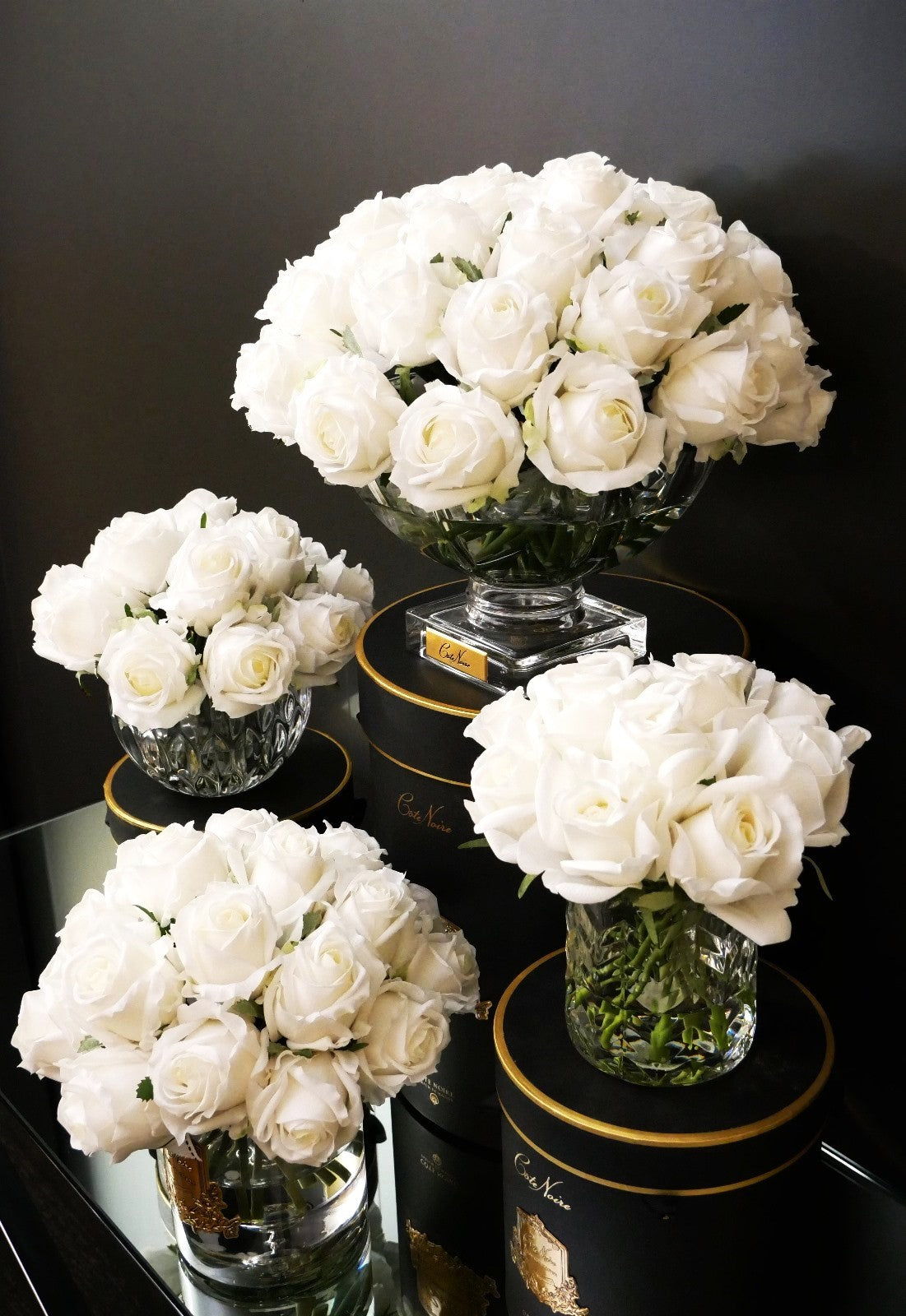 Herringbone Rose Buds - Clear - Ivory White - HCF21 (Carton of 2)