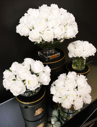 Luxury Centrepiece 37 Rose Bud Bouquet - Gold Badge - Ivory White - CPRB11 (Carton of 1)