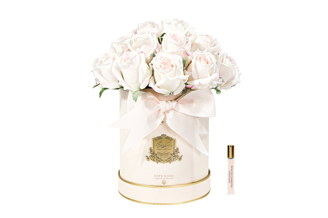 Hat Box Rose Bud Bouquet - Pink Box with Pink Blush Rose Buds - HBB02 (Carton of 1)