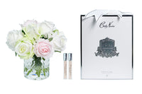 Herringbone Flower - Clear - Green & French Pink Roses - HCF13 (Carton of 2)