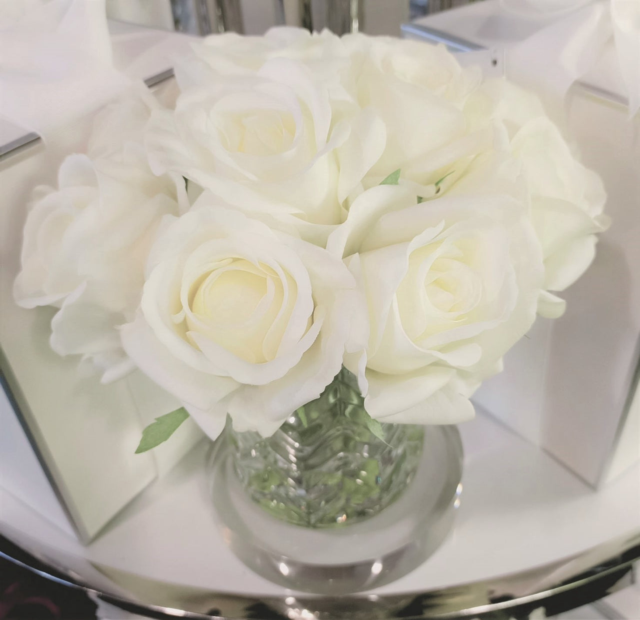 Herringbone Rose Buds - Clear - Ivory White - HCF21 (Carton of 2)