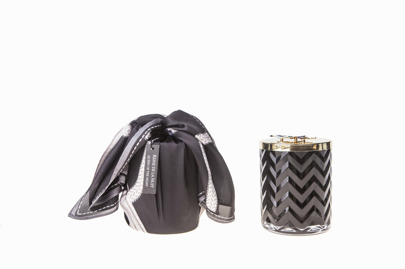 Herringbone Candle - Black - Bee Lid & Scarf - Queen of the Night - HCG02 (Carton of 2)