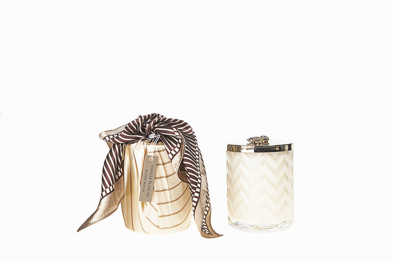 Herringbone Candle - Cream - Golden Bee Lid & Scarf - Blonde Vanilla - HCG03 (Carton of 2)