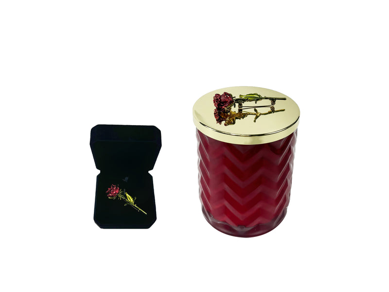 Herringbone Candle - Red - Rose Lid & Scarf - Rose Oud - HCG07 (Carton of 2)