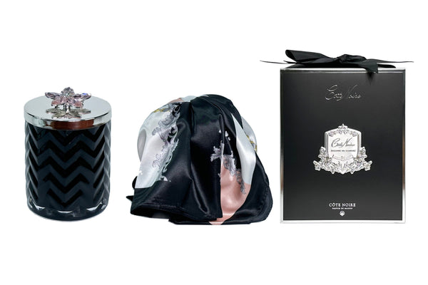 Herringbone Candle with Jewellery - Black & Silver - Pink Champagne - HCS02 (Carton of 2)