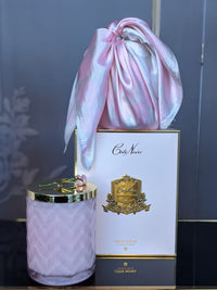 Herringbone Candle - Pink - Rose Lid & Scarf - Charente Rose - HCG04 (Carton of 2)