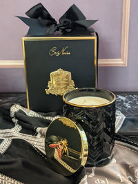 Herringbone Candle - Black - Bee Lid & Scarf - Queen of the Night - HCG02 (Carton of 2)