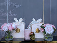 Herringbone Flower - Clear - Mixed Pink Roses - HCF08 (Carton of 2)