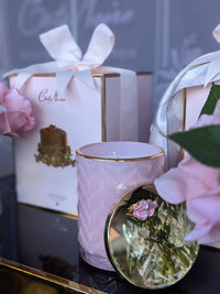 Herringbone Candle - Pink - Rose Lid & Scarf - Charente Rose - HCG04 (Carton of 2)