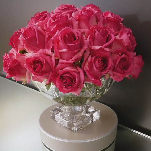 Luxury Centrepiece 37 Rose Bud Bouquet - Silver Badge - Magenta - CPRB07 (Carton of 1)