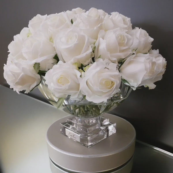 Luxury Centrepiece 37 Rose Bud Bouquet - Silver Badge - Ivory White - CPRB01 (Carton of 1)