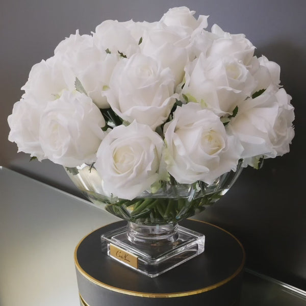 Luxury Centrepiece 37 Rose Bud Bouquet - Gold Badge - Ivory White - CPRB11 (Carton of 1)