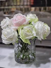 Herringbone Flower - Clear - Green & French Pink Roses - HCF13 (Carton of 2)