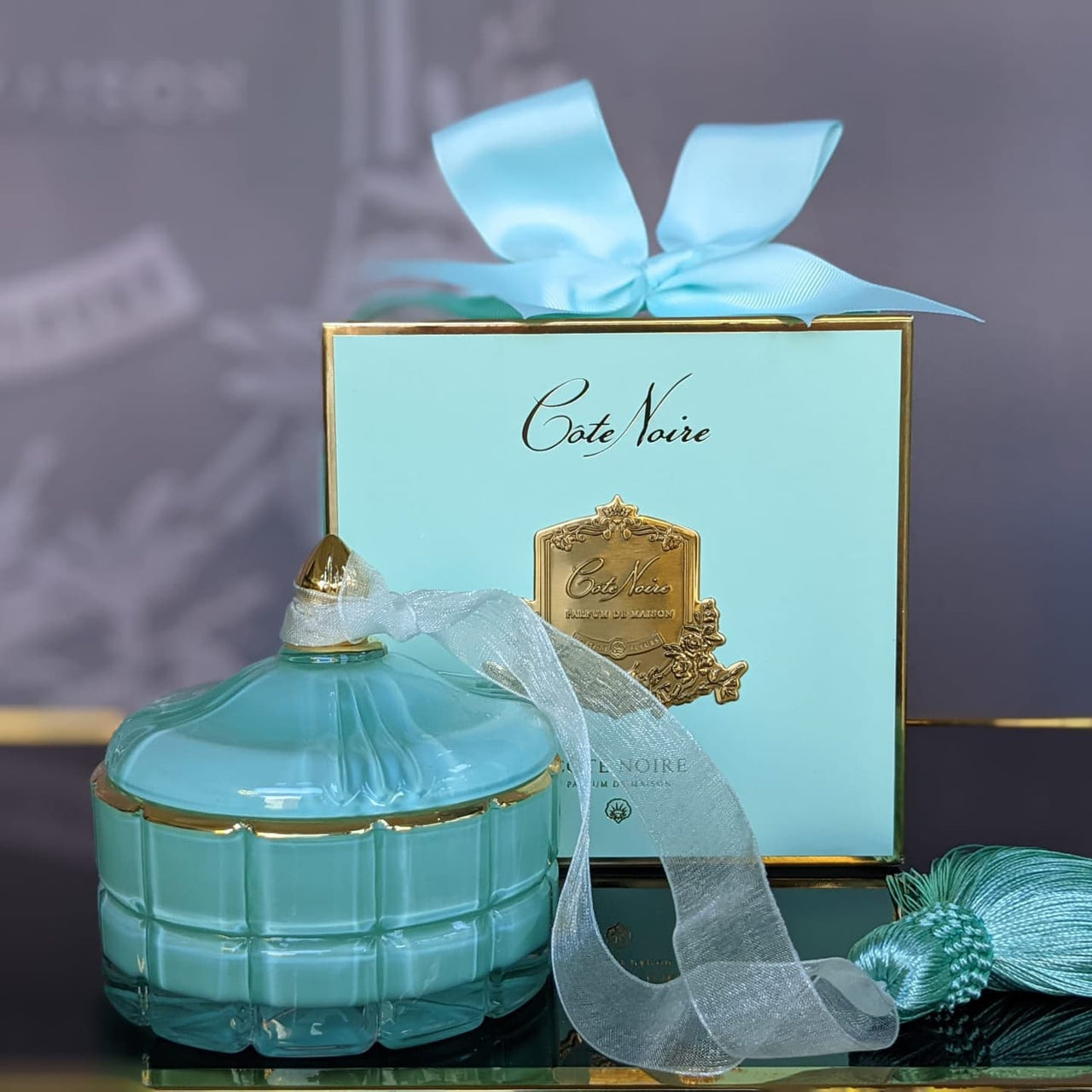Art Deco Candle - Small - Blue - Persian Lime - GML45001 (Carton of 4)