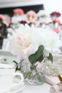 Herringbone Flower - Clear - Blush & White Roses - HCF07 (Carton of 2)