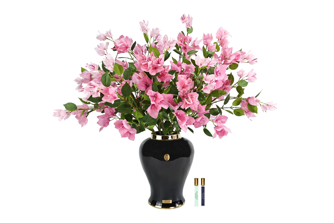 Imperial Bougainvillea - Piano Black Urn with Pink - IMPB06 (Carton of 1)