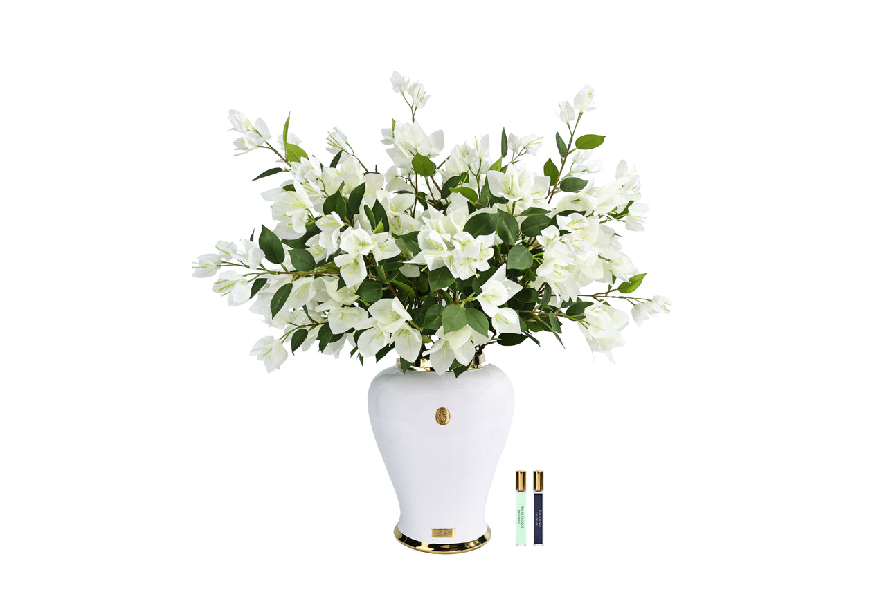 Imperial Bougainvillea - Piano White Urn with White - IMPB01 (Carton of 1)
