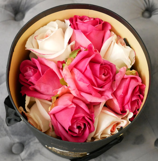 Premium Rose Bud Bouquet - Black - Mixed Magenta & Blush - MBG01 (Carton of 2)