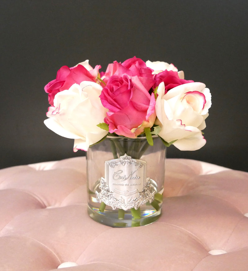 Premium Rose Bud Bouquet - Clear - Mixed Magenta & Blush - MBS01 (Carton of 2)