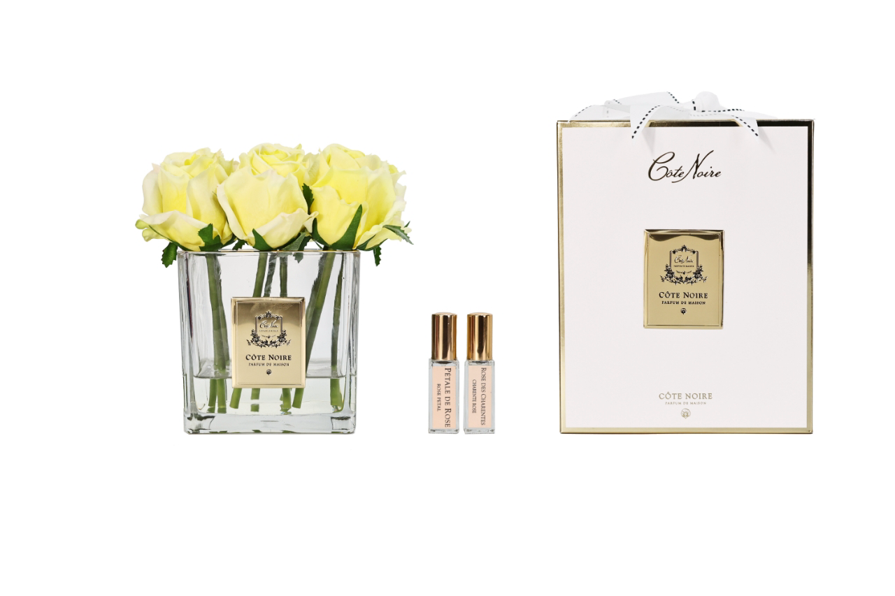 Couture Nine Rose Buds - Clear with Gold Badge - Yellow - SVC908 (Carton of 2)