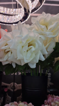 Large Real Touch Ivory English Rose Stem - LOER01