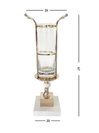 Gold & White Marble Base Urn & Vase