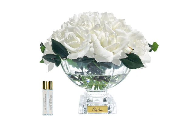 Luxury Centrepiece French Rose Bouquet - Gold Badge - Ivory White - CPL01 (Carton of 1)