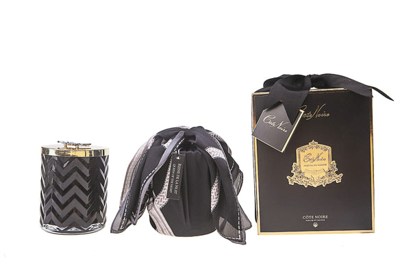 Herringbone Candle - Black - Bee Lid & Scarf - Queen of the Night - HCG02 (Carton of 2)