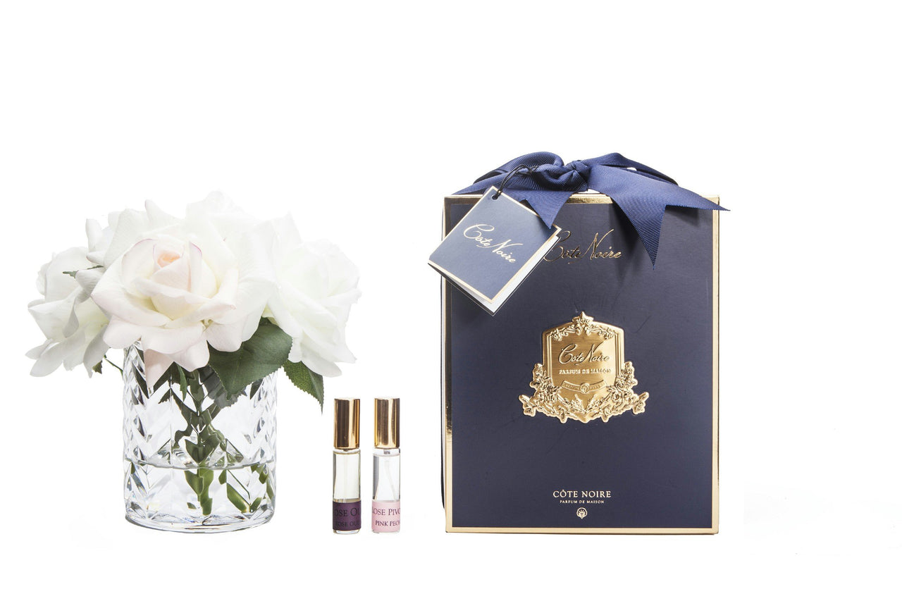Herringbone Flower - Clear - Blush & White Roses - HCF07 (Carton of 2)