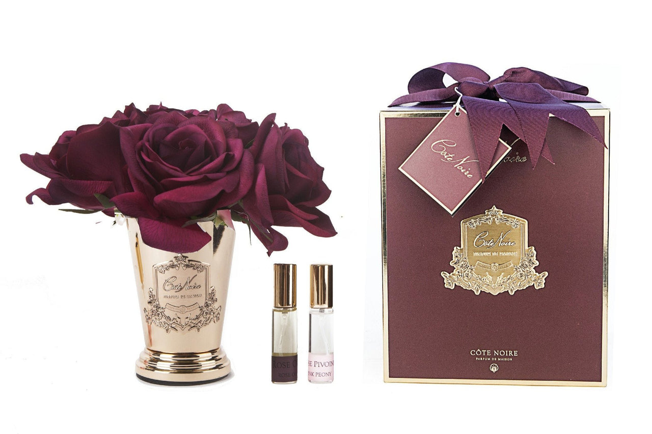 Seven Rose Bouquet - Carmine Red - Gold & Red Box - SMC04 (Carton of 2)